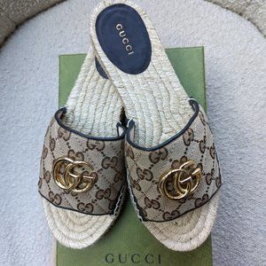Women's GG matelassé canvas espadrille sandal